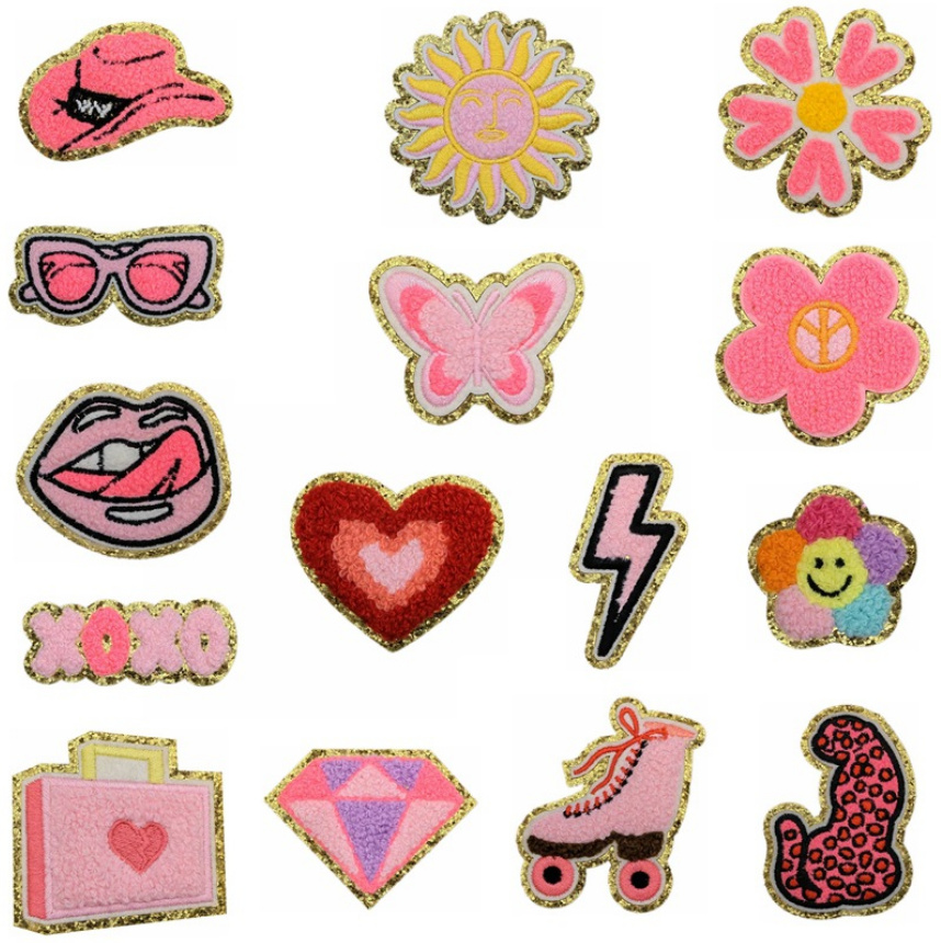 Phone Accessories Pictures - แพทช์ปักลายดอกไม้รูปหัวใจ 10 ชิ้น สำหรับตกแต่งกระเป๋าเดินทาง ผ้าขนหนู เสื้อผ้า
