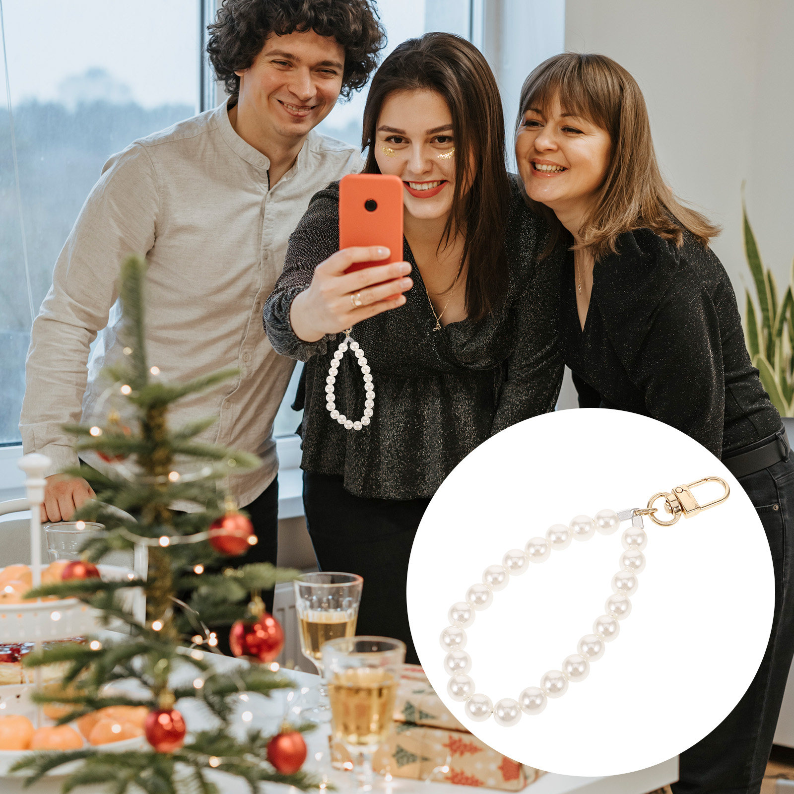 Phone Accessories Chain - เครื่องประดับห้อยโทรศัพท์ ลูกปัดมุก สายคล้องโทรศัพท์น่ารัก สำหรับโทรศัพท์มือถือ พวงกุญแจ ตกแต่งกระเป๋า