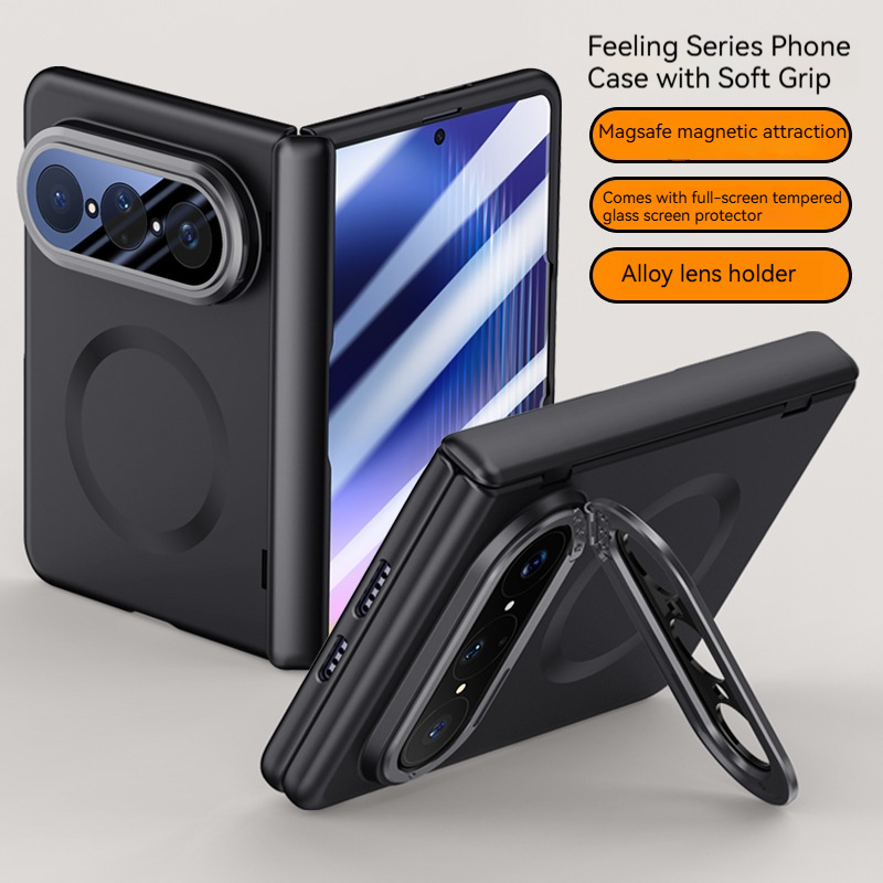 Tempered Glass Screen - เคสโทรศัพท์แบบพับได้พร้อมที่ยึดเลนส์และบานพับ สำหรับ Huawei Pura X Max