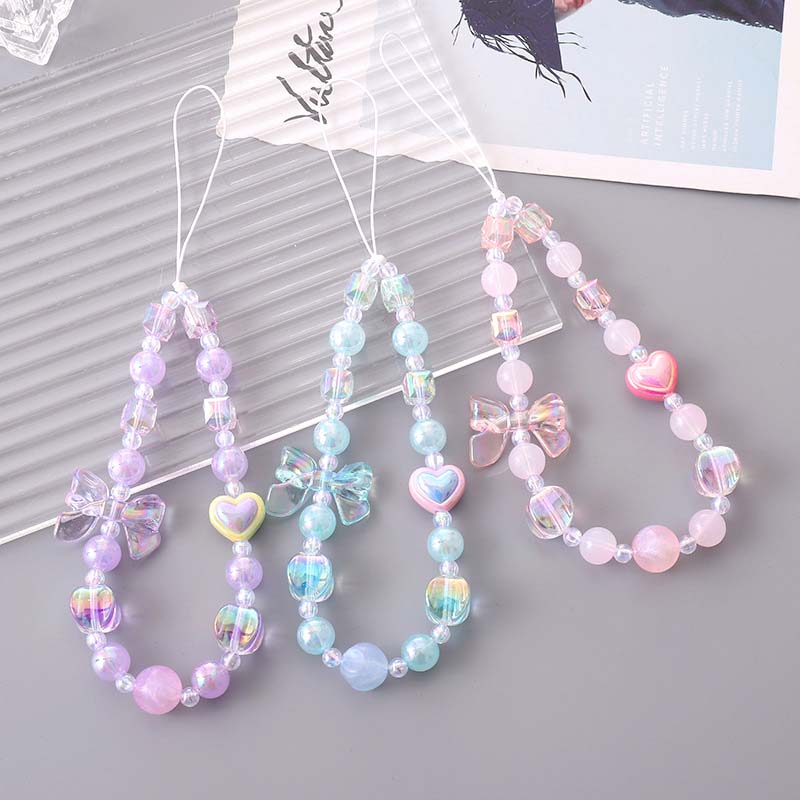 Phone Accessories Pictures - สายคล้องมือถือแฟชั่นรูปผีเสื้อ ทำมือ ป้องกันการตก พร้อมสายคล้องข้อมือ ตกแต่งด้วยโบว์หลากสีและลูกปัด สำหรับผู้หญิง