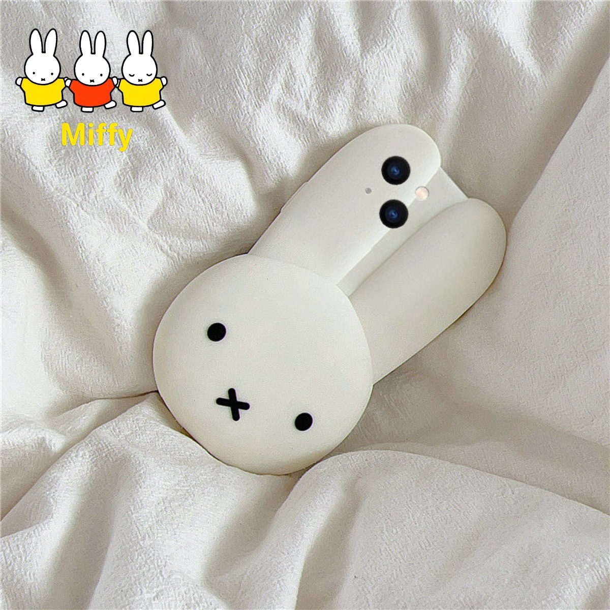 Phone Accessories Images - Miffy Rabbit สีขาวซิลิโคนเคสโทรศัพท์การ์ตูนหูใหญ่ Miffy อะนิเมะภาพ Creative