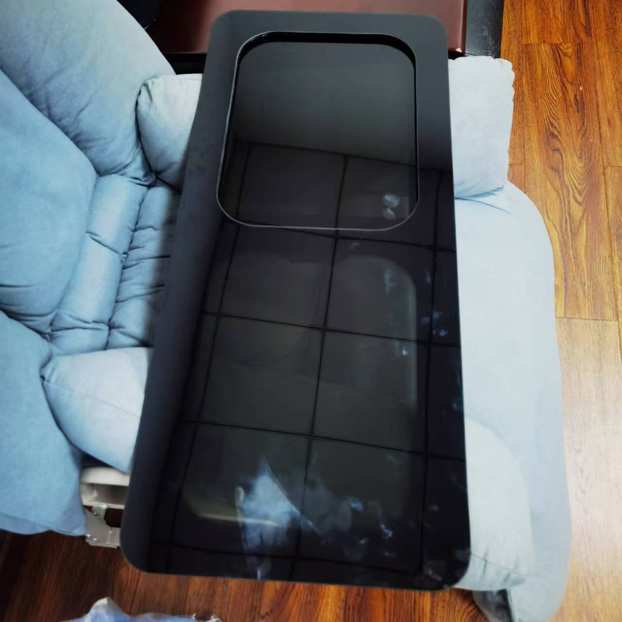 Tempered Glass Screen - หน้าต่างบานเลื่อนกระจกนิรภัยอะลูมิเนียมสำหรับรถบ้าน RV พร้อมมุ้งลวดและม่าน