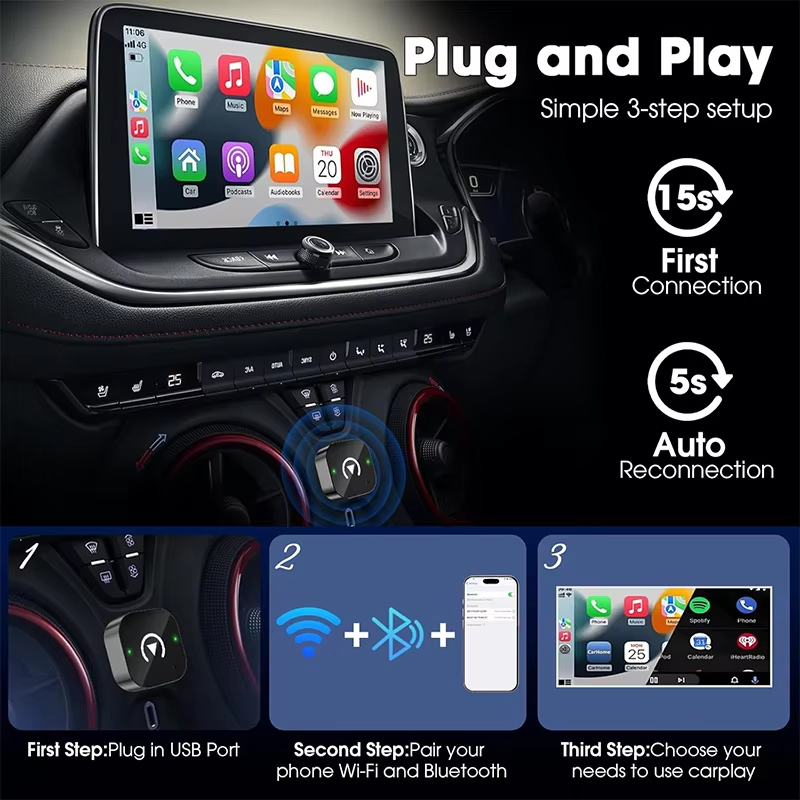 อะแดปเตอร์ CarPlay ไร้สายแบบ 2 - Phone Accessories Online บทวิจารณ์และราคา